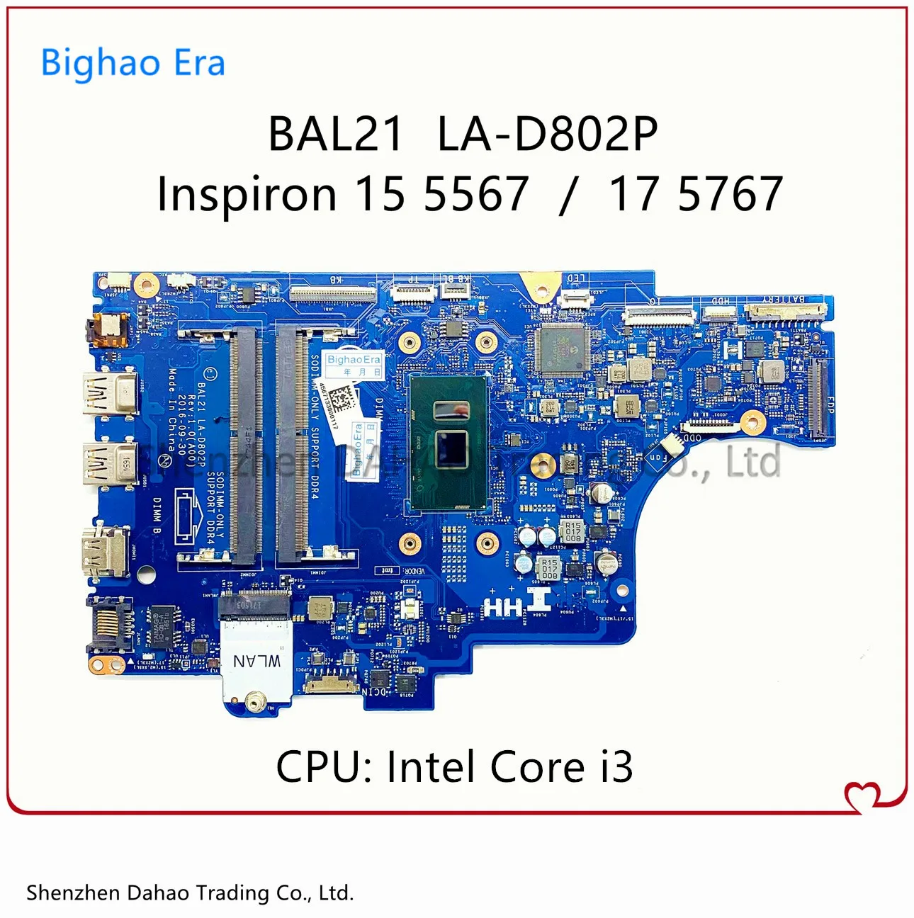 

For DELL Inspiron 15 5567 17 5767 Laptop Motherboard With Intel i3 CPU BAL21 LA-D802P Mainboard 100% Working CN-02R3V9 057K0H