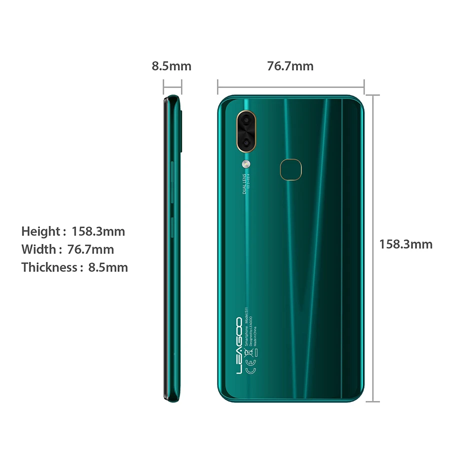 LEAGOO S11, 4 ГБ, 64 ГБ, Android 9,0, 6,3 дюйма, дисплей в виде капли воды, смартфон Helio P22, четыре ядра, 13 МП, двойная камера, отпечаток пальца, мобильный телефон