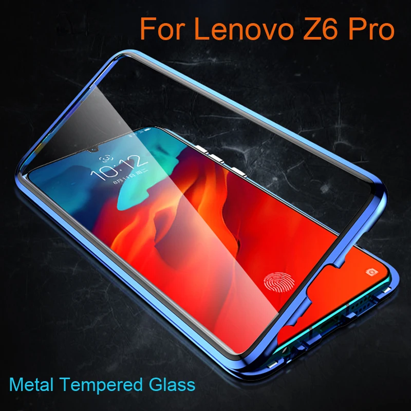 Чехол книжка с магнитной адсорбцией для lenovo Z6 Pro металлическая рамка крышка из