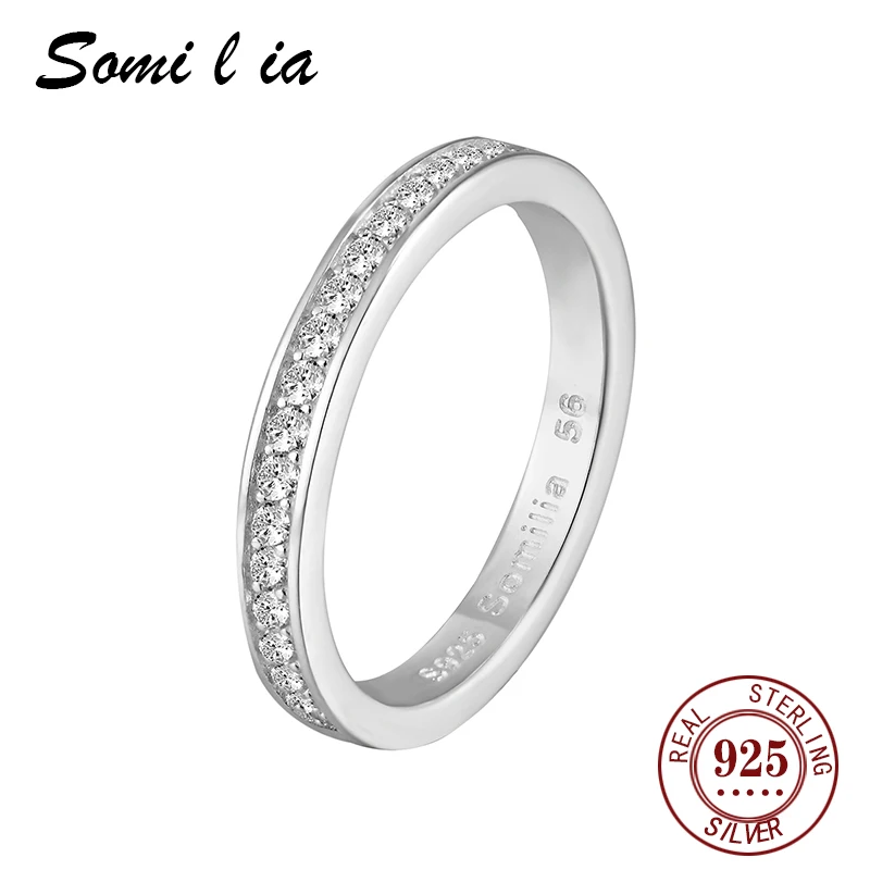 Somi l ia Genuine 925 Sterling Silver AAA Zirconia Finger Rings for Women Wedding Band Engagement Statement Jewelry Anel SML1134