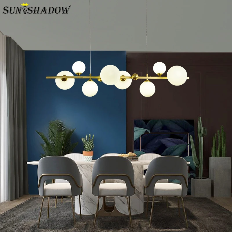 

Новый современный подвесной светильник L110 см для кухни, подвесной светильник с золотой рамкой для столовой, светильник для гостиной, спальн...