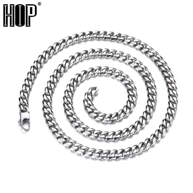 

Width 6MM Cuban Miami Chain Twisted Necklaces 316L Stainless Steel Gold Sliver Black Color For Men Women Hip Hop Jewelry