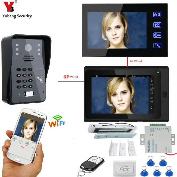 Домофон YobangSecurity проводной дверной звонок с клавиатурой и кодом 7 дюймов Wi Fi IP