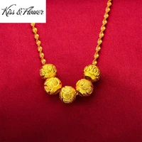 kissflower nk139 2022 fine jewelry wholesale fashion woman girl birthday wedding gift lucky beads 24kt gold pendant necklaces