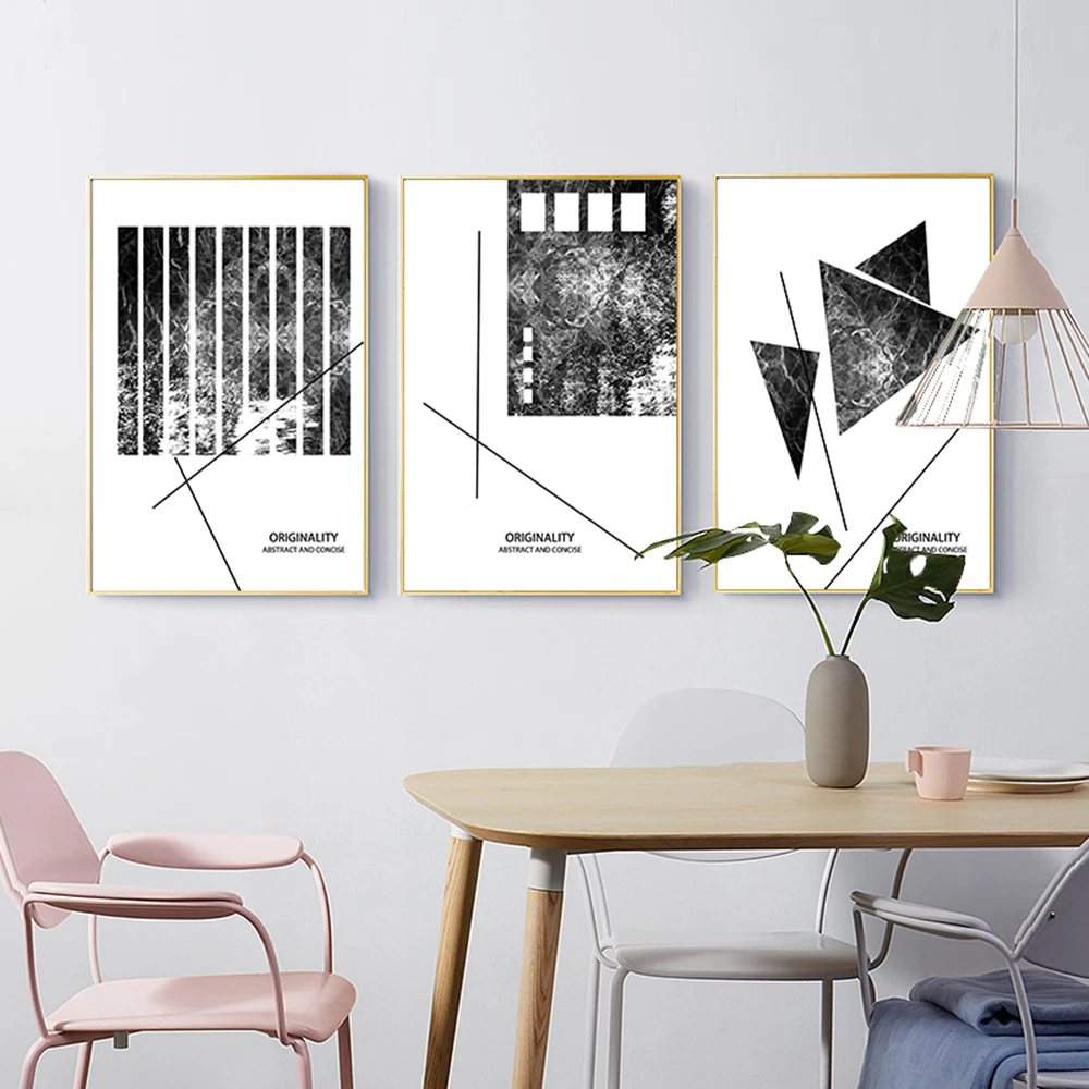 

Nordic Simple Black And White Geometric Decorative Painting Print Wall Oil Painting Picture For BedRoom Decoration Home Decor