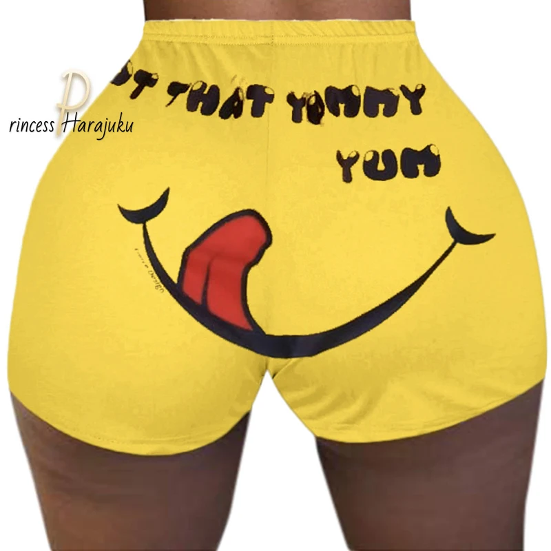 Женские шорты с принтом размера плюс Летние повседневные со средней талией