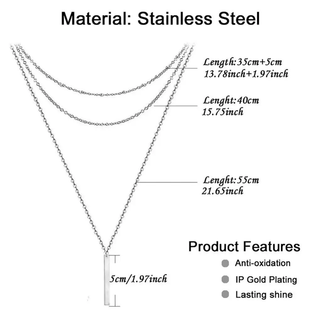 Нержавеющая сталь многослойные ожерелья для женщин и девочек подвеской