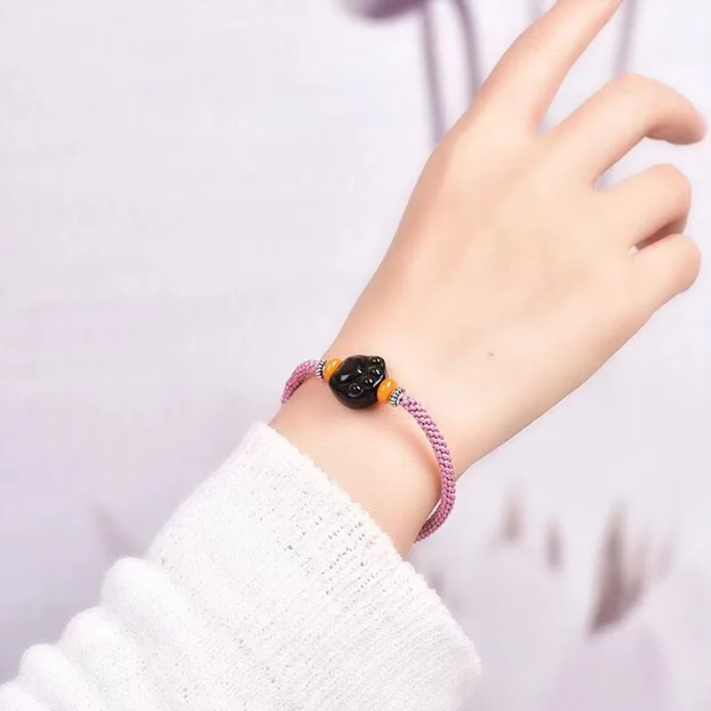 Браслеты из натурального черного обсидиана золотые браслеты камня резные с