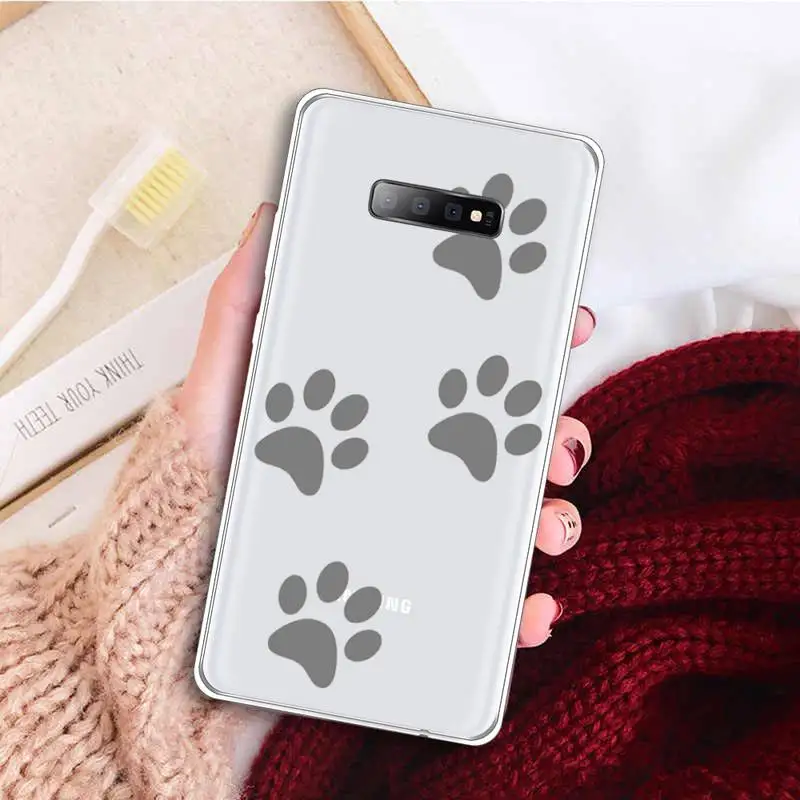 

Dog Footprint Phone Case Transparent for samsung A 21s 50 71 S 8 9 20 20fe note 10 20 ultra plus