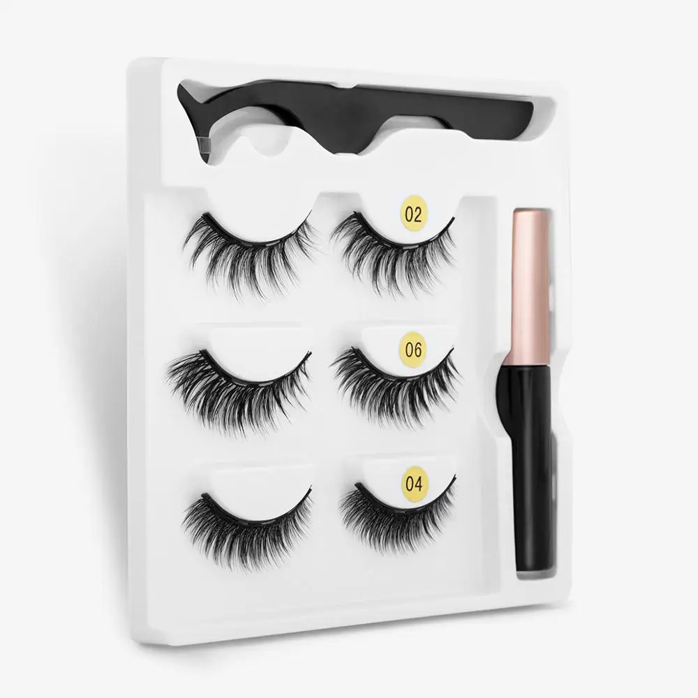 SEXYSHEEP Magnetic Eyelashes Eyeliner Eyelash Curler Set5 Magnet Natural Long False With | Красота и здоровье