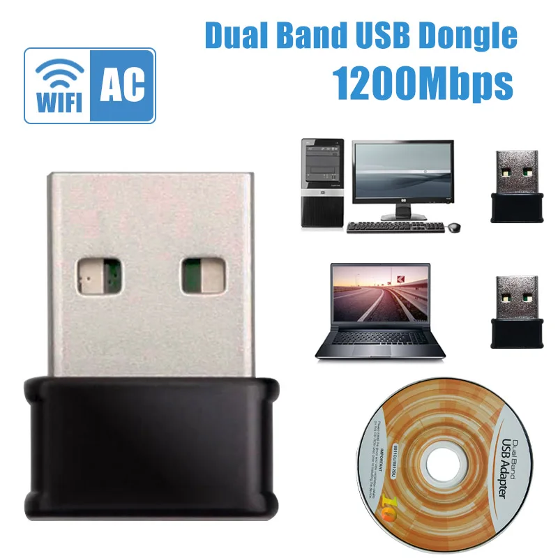 1200 м 5 дБ Беспроводной внешний ethernet 802.11ac ноутбук usb 2,4g 5g Настольный wifi адаптер antena dongle lan Wi-Fi карта longo alcance - Цвет: mini wifi dongle
