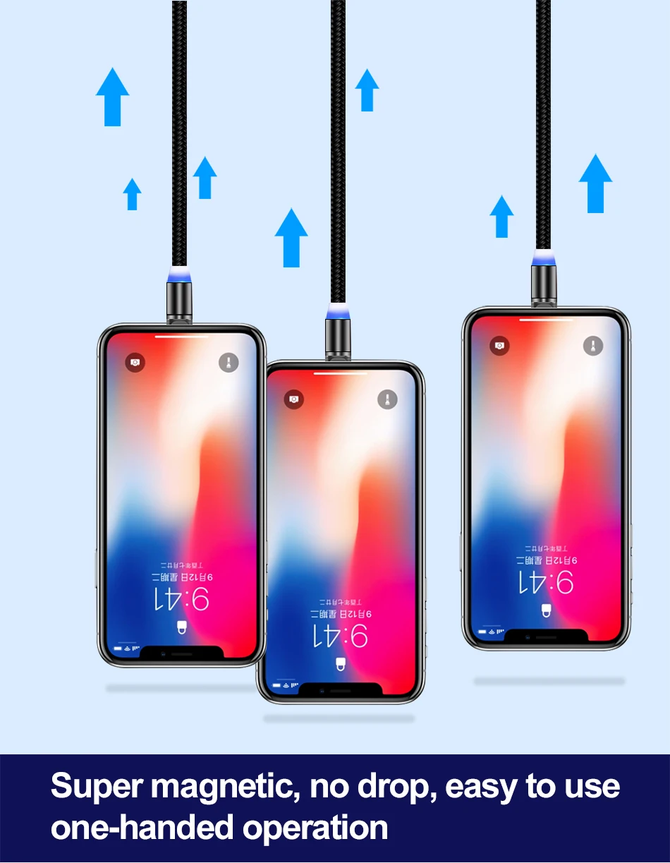 Магнитный usb-кабель Tisluo/Micro USB/type-C для iPhone X Xs Max светодиодный 1 м магнитное зарядное устройство для samsung s10 Xiaomi Pocophone USB C