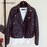 goohojio 2021 new basic zipper moto biker jackets autumn classic coat plus size outerwear ladies pu faux leather jacket women
