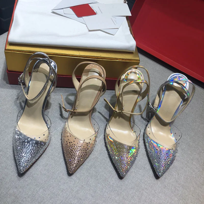 

Wedding shoes film rhinestone sandals pointed shallow mouth transparent shiny stiletto high heels bridal shoes bridesmaid shoes