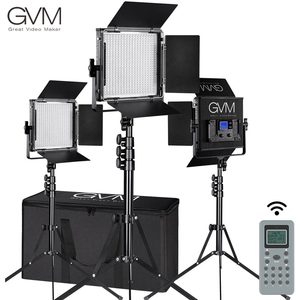 

GVM 520S-B Video Studio Photography Lighting LED Panel Kit Bi-Color Barndoor Diffuse Wireless Control Lamp Fill Light For Camera