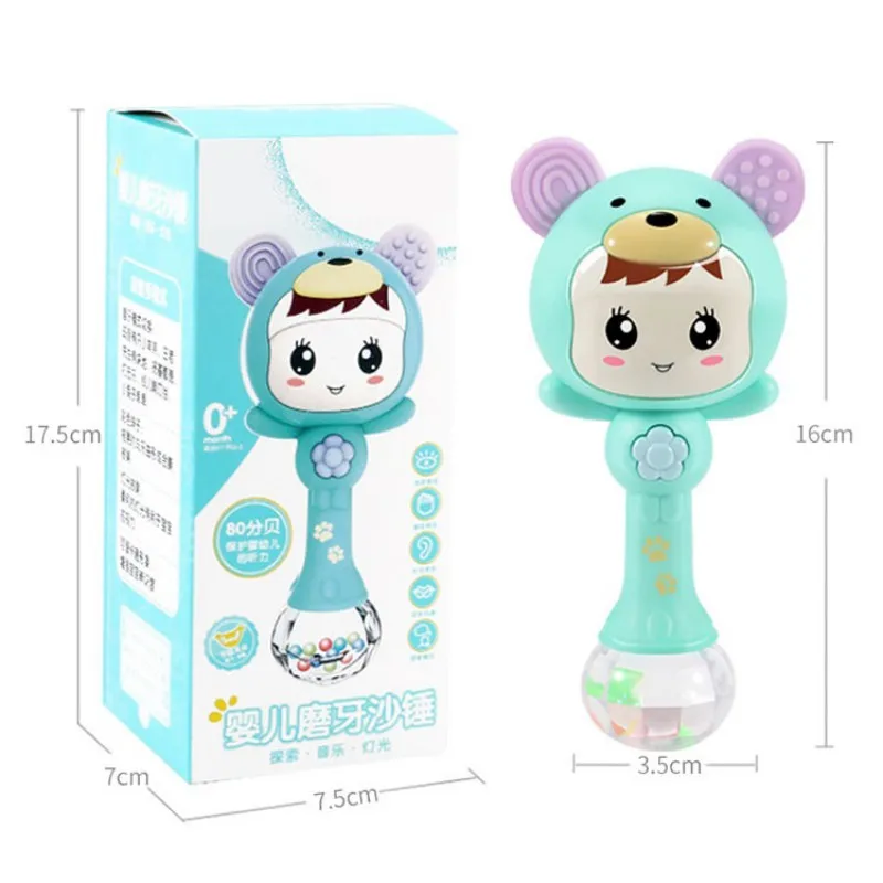 Детская музыкальная мигающая погремушка игрушки Кролик ручные колокольчики