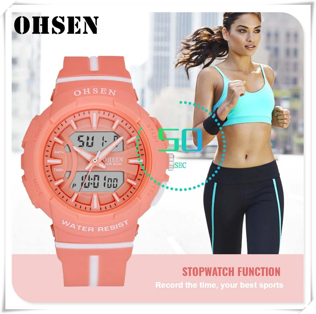 

OHSEN Men Military Watch 50 Meters Waterproof Fashion Watches LED Digital Quartz Dual Sports Watch Male Clock Relogio Masculino