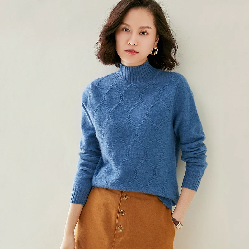 adishree 2020 woman winter 100% Cashmere sweaters autumn knitted Pullovers High Quality Warm Female thickening Turtleneck