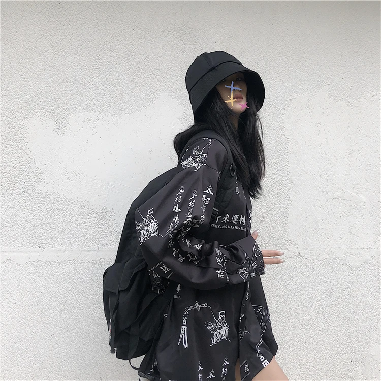 Neploe Harajuku китайская блузка с буквенным принтом свободная негабаритная уличная Футболка Топ рубашка корейский хип хоп панк блузки Blusas 55043