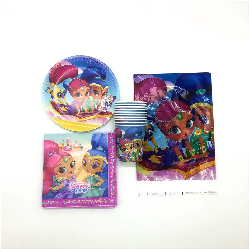 Мерцающие и блестящие 61 шт. наборы одноразовой посуды украшения для дня рождения