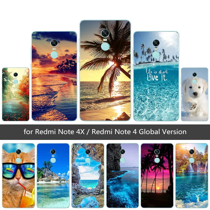 Мягкий силиконовый чехол для Xiaomi Redmi Note 4X 5 дюйма задняя крышка защитный с принтом