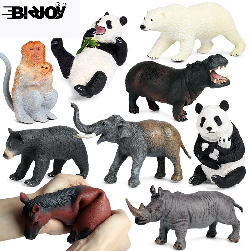 

Novelty Children's Soft Animal World Model Panda Elephant Sow Cow Crocodile Polar Bear Hippo Rhino Toy Gift