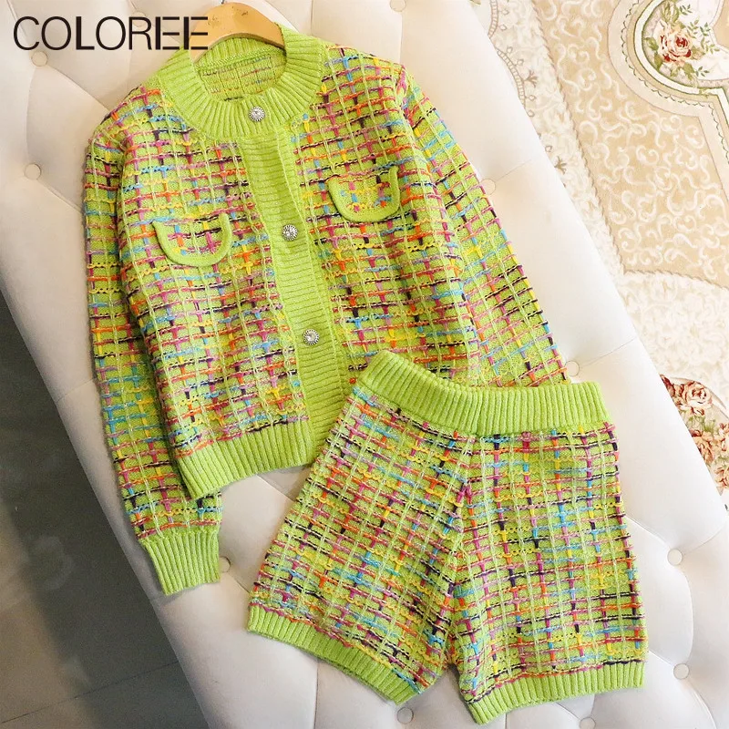 

Korean Fashion Knitted Sweater Women 2020 Autumn Winter Thick O-neck Long Sleeve Plaid Cardigan Mujer Coats