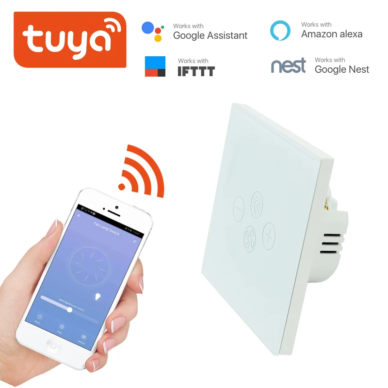 Умный Wifi вентилятор Tuya светильник переключатель ЕС/США потолочный пульт