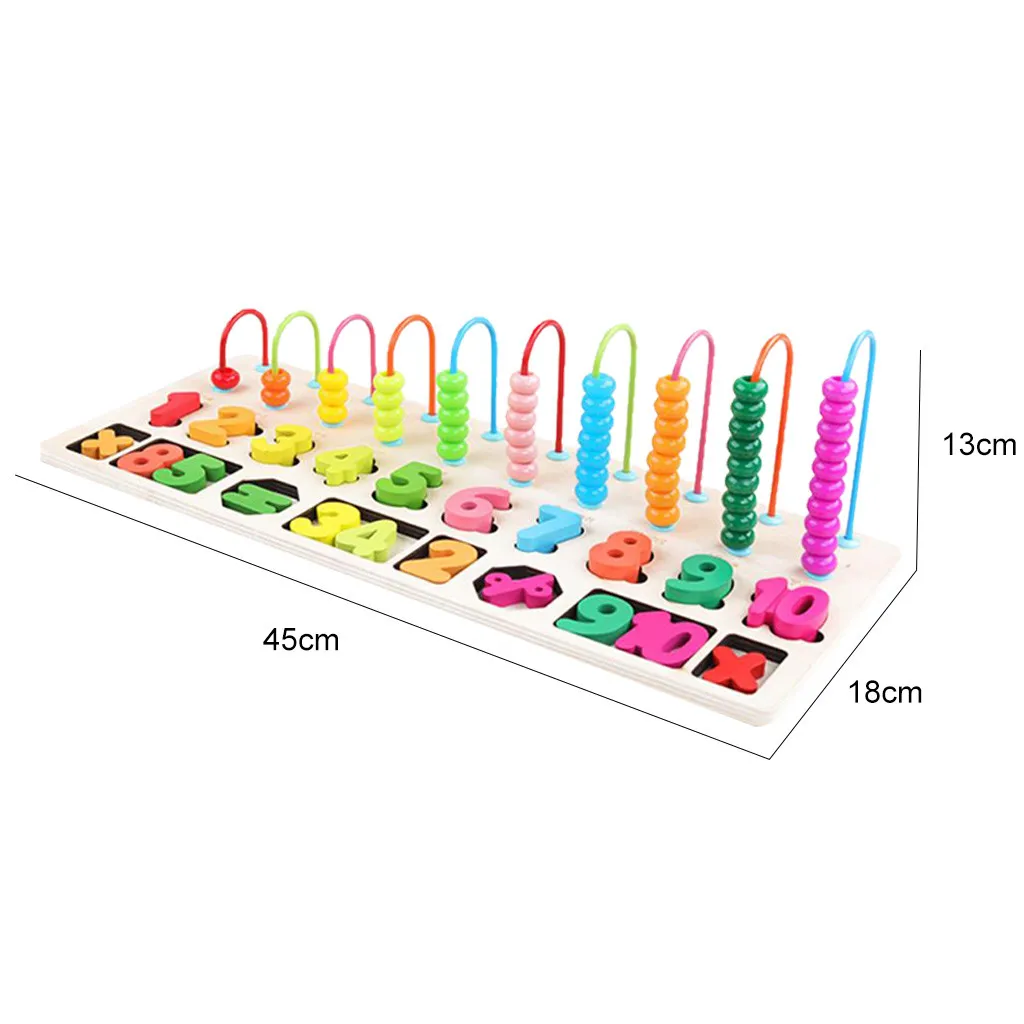 

2021 New Hot Sale Colorful Wooden Children's Beads Number Graphical Puzzle Jigsaw Educational Preschool Toy For Kids Gifts