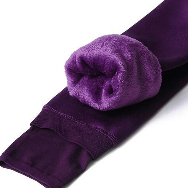 Purple CHLEISURE, женские зимние теплые леггинсы, высокая талия, вельветовые Толстые Леггинсы, модные, одноцветные, большие размеры, Осенние леггинсы, S-XL, 8 цветов - Цвет: Purple