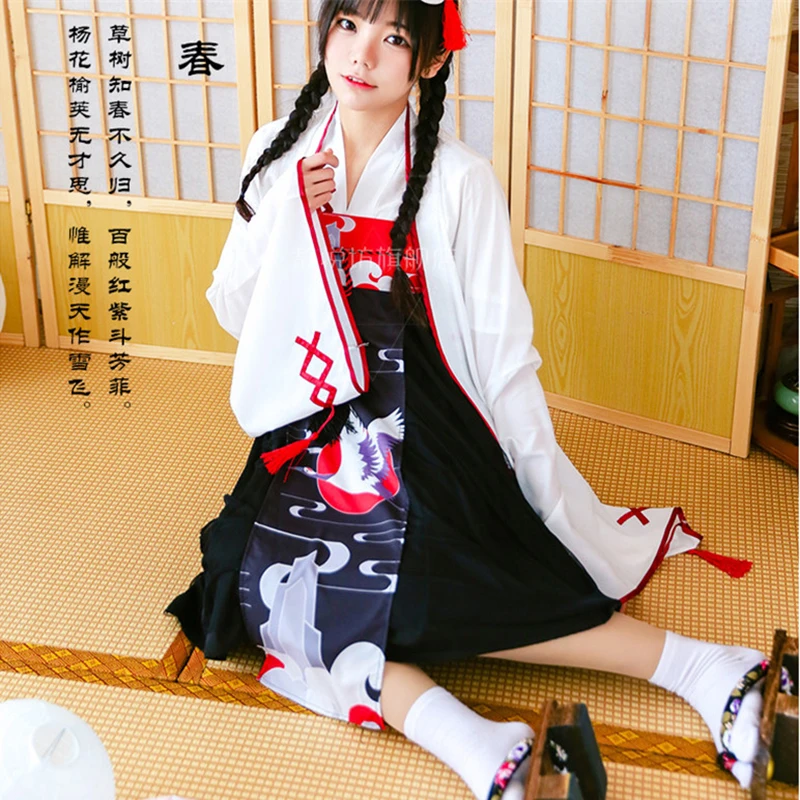 Традиционное японское кимоно Аниме для маскарада костюм девочек топы юката