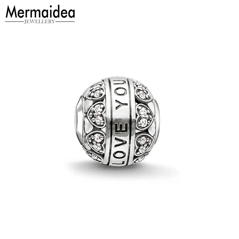 Бусины I Love You Посеребренные стразы подходит для браслета ювелирные аксессуары