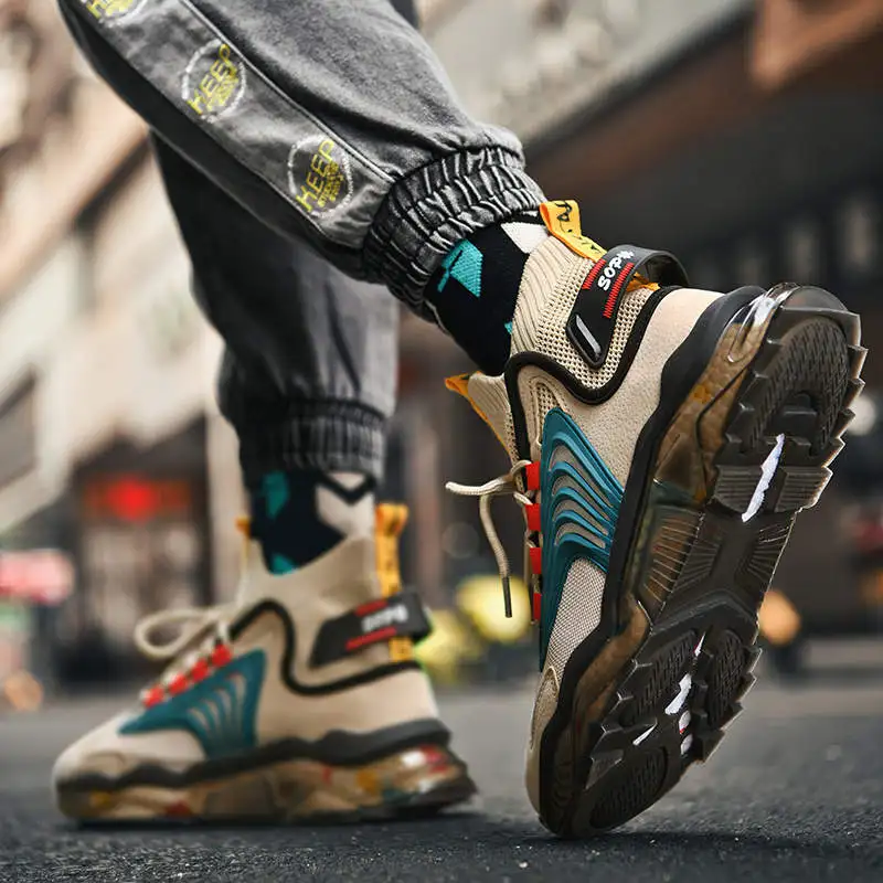 New High quality Running Shoes Men Fashion High top Men's Chunky Socks Sneakers Breathable Outdoor Sport Shoes for Male Footwear