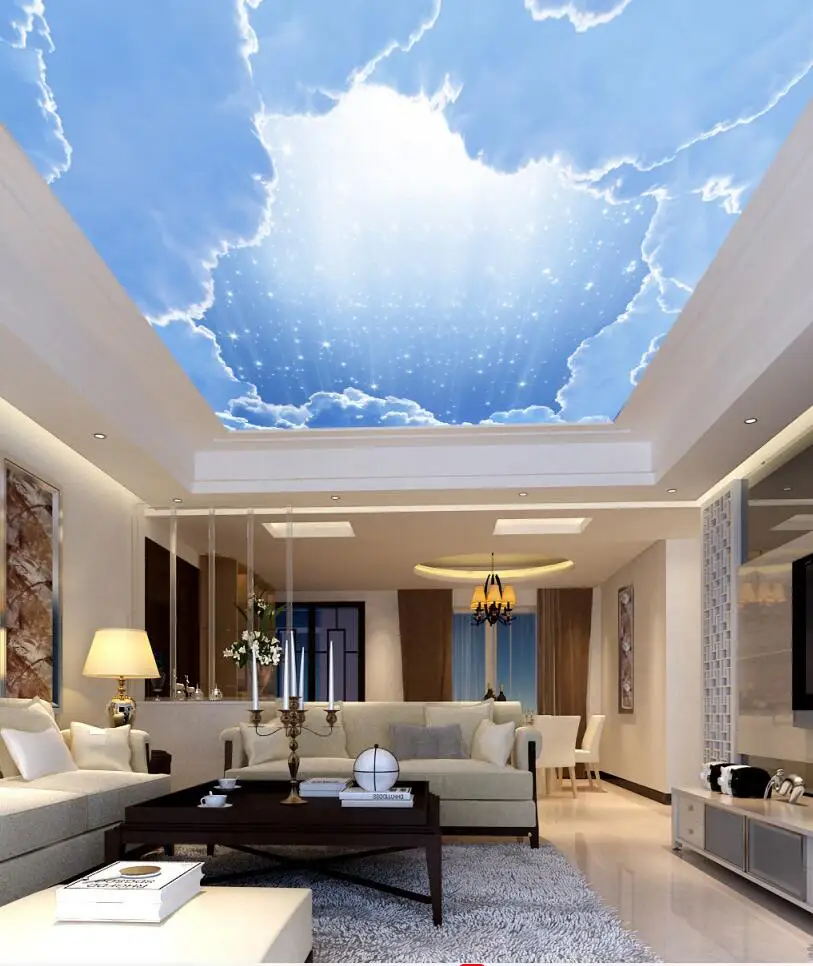 Пользовательские фото обои Зенит потолок Dreamy красивый голубое небо и белые