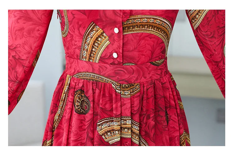 

Spring 2021 new fashion Korean version waist thin trend large-size printed chiffon long-sleeved dress girl