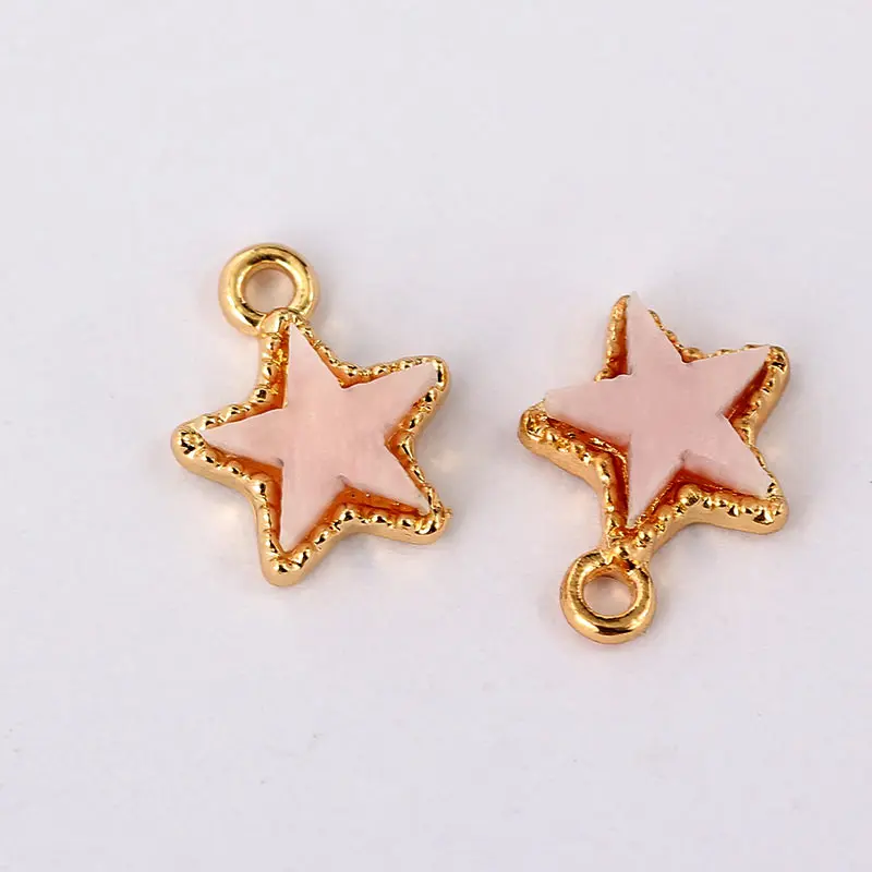 

Wholesale Colorful Acrylic Mini Cute Star Pentagram Charms Pendant Golden Metal Stars Pendants 10Pcs For DIY Earring Accessories