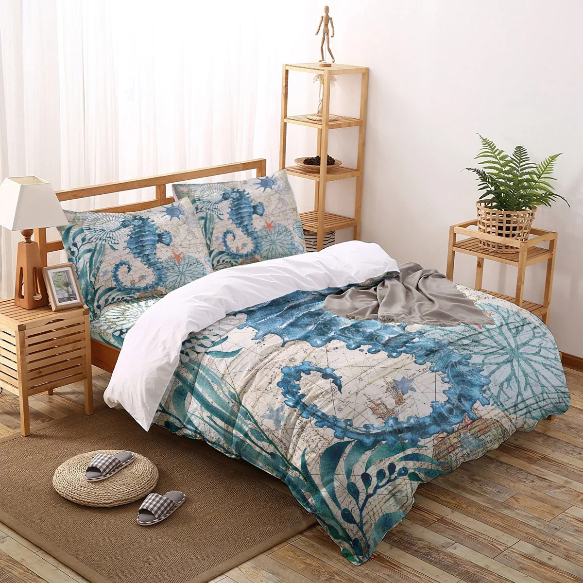 

Seahorse Ocean Creature Landscape Printed Comforter Bedding Set Duvet Cover Sets Pillowcases Bedclothes Bed Linen