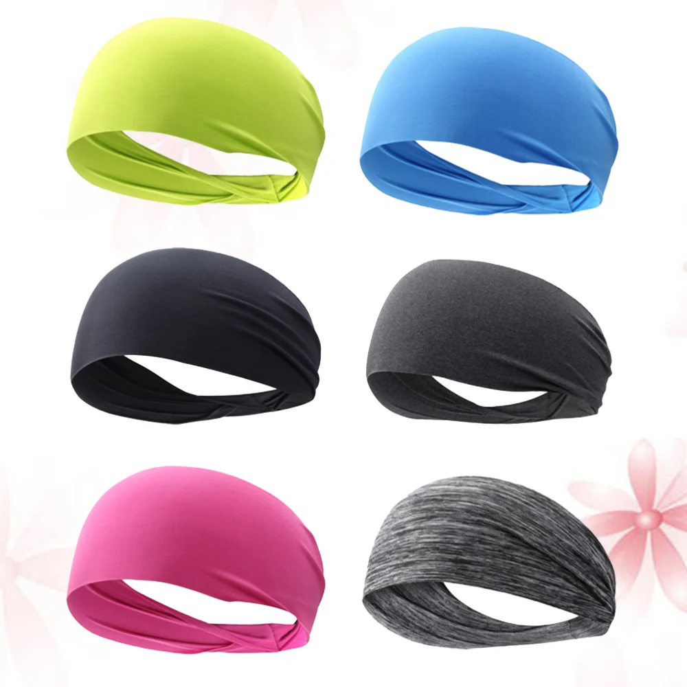 6pcs Unisex Sports Headband Elastic Hair Bands Quick Drying Head Wrap for Yoga Running Fitness Workout Gym Exercise Random Color | Спорт и
