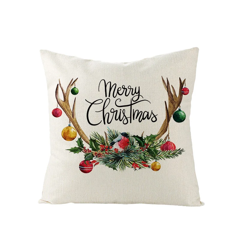 merry christmas pillowcase linen cushion cover christmas home decoration pillows cover sofa cover cushion christmas gift pillows free global shipping