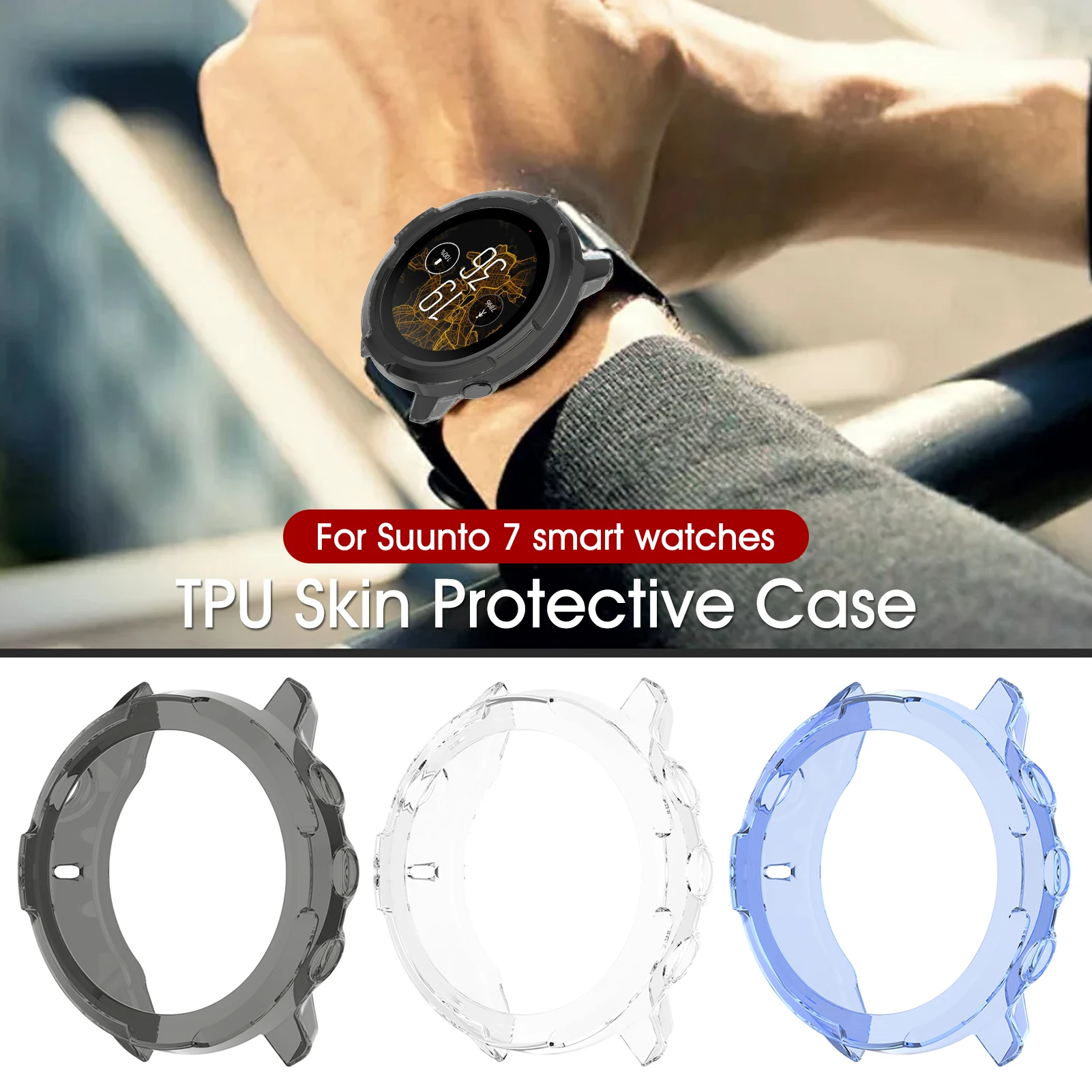 

TPU Case Protective Screen Protector Shell Anti Scratch Cover For Suunto 7 Watch
