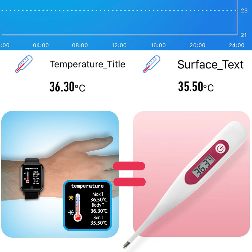 

Smart Bracelet Body Temperature Detection Touch Color Screen Heart Rate Monitor Fitness Tracker Smart Watch for Android iOS