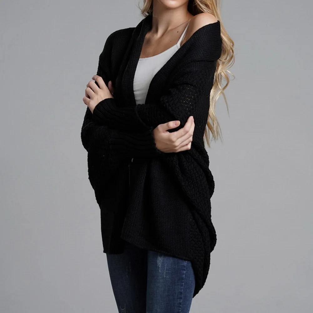 Женский вязаный кардиган на плоской подошве модный свитер с длинным рукавом и