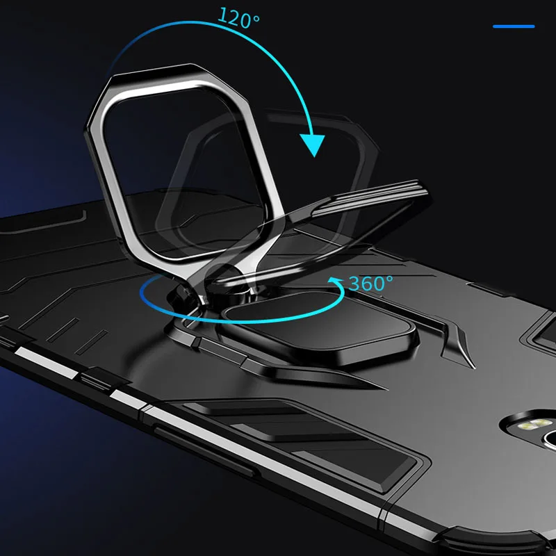 KEYSION Shockproof Armor Case for OPPO Realme 6i 6 Pro Ring Stand Bumper Silicone + PC Phone Back Cover for Realme 5i 5 Pro
