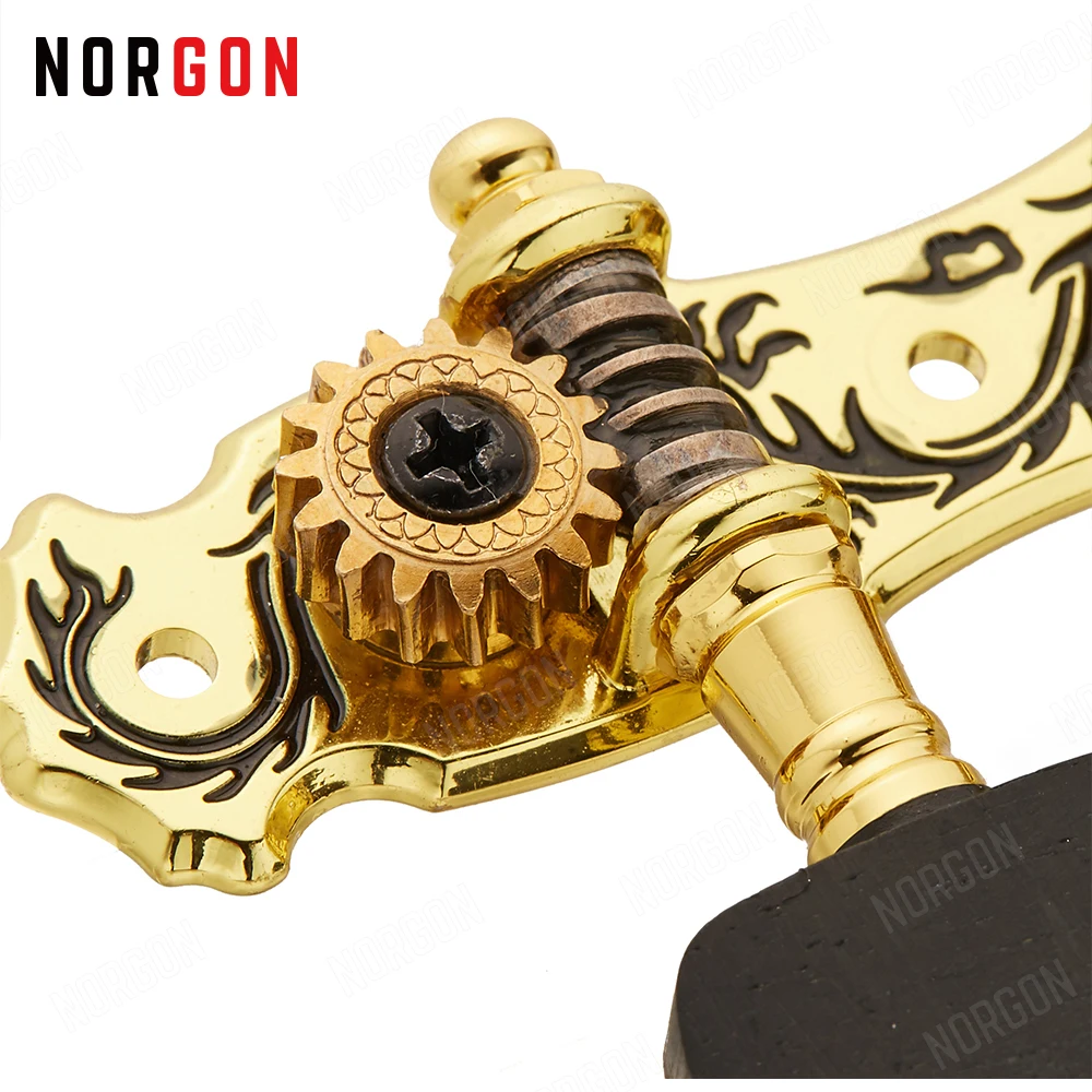 

Classical Guitar Clavijeros Machine Heads Rose/Dragon Pattern Ebony Knob Guitar Tuning Pegs Zinc alloy Gold Plated AOS-028CWP