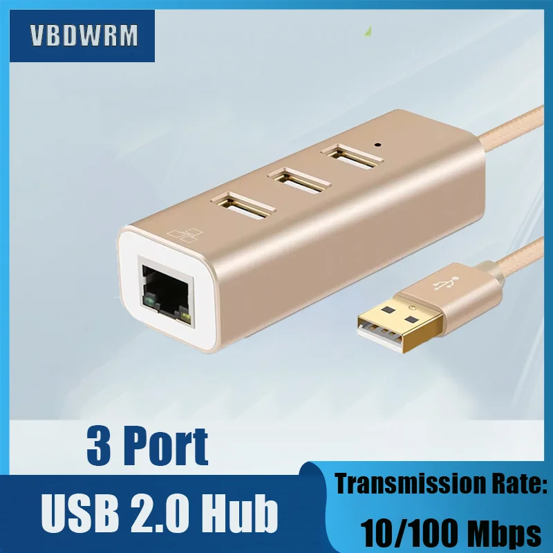3-портовый КОНЦЕНТРАТОР USB 2 0 с адаптером Ethernet LAN соединительный кабельный