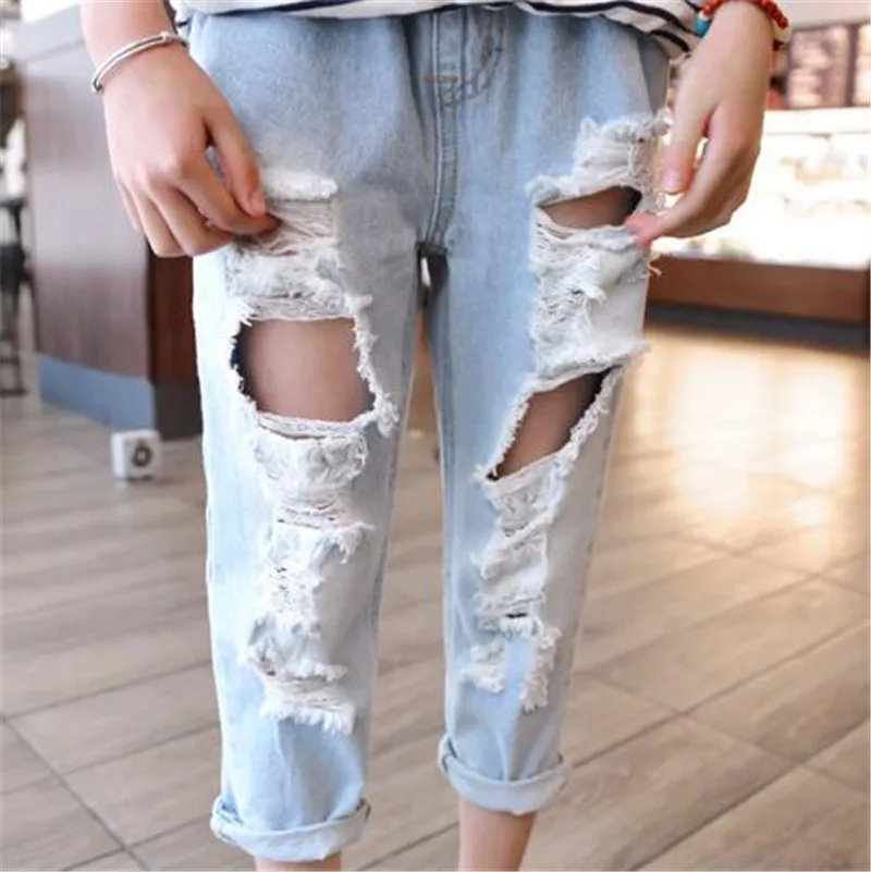 Weoneit/Одежда для мальчиков Одежда девочек Детские рваные брюки Новинка 2019 джинсы