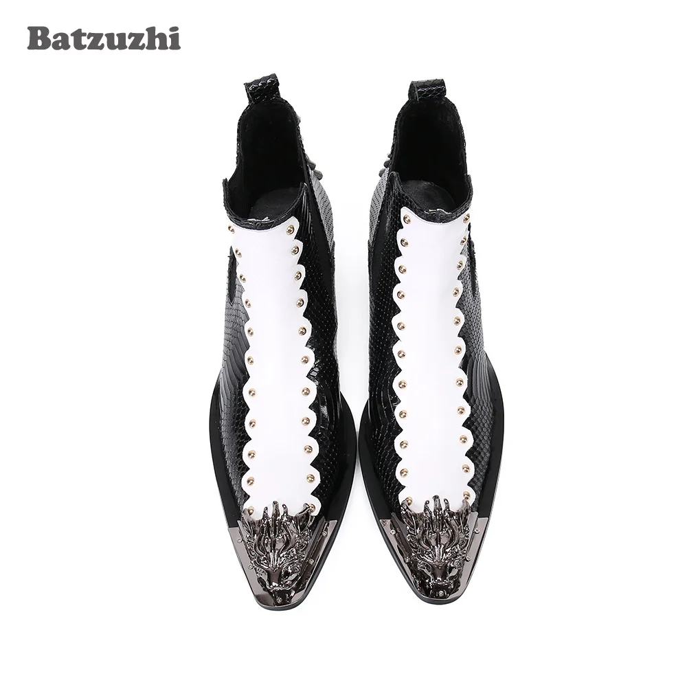 Ботинки Batzuzhi мужские на высоком каблуке 6 5 см модные полусапожки из натуральной