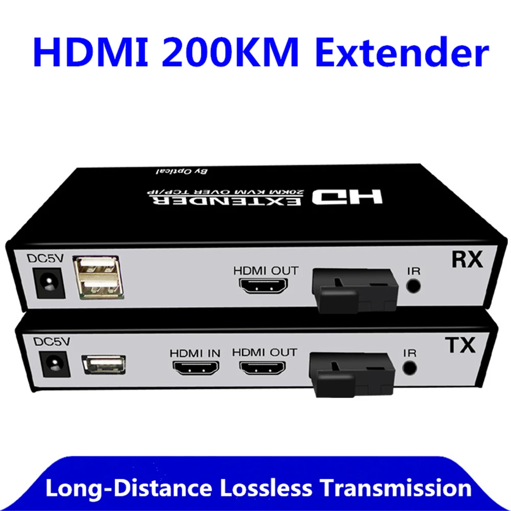 20 Km HDMI Fiber Optic KVM Extender  ,HDMI Transmitter Receiver With Loop Out Over SC Fiber Cable