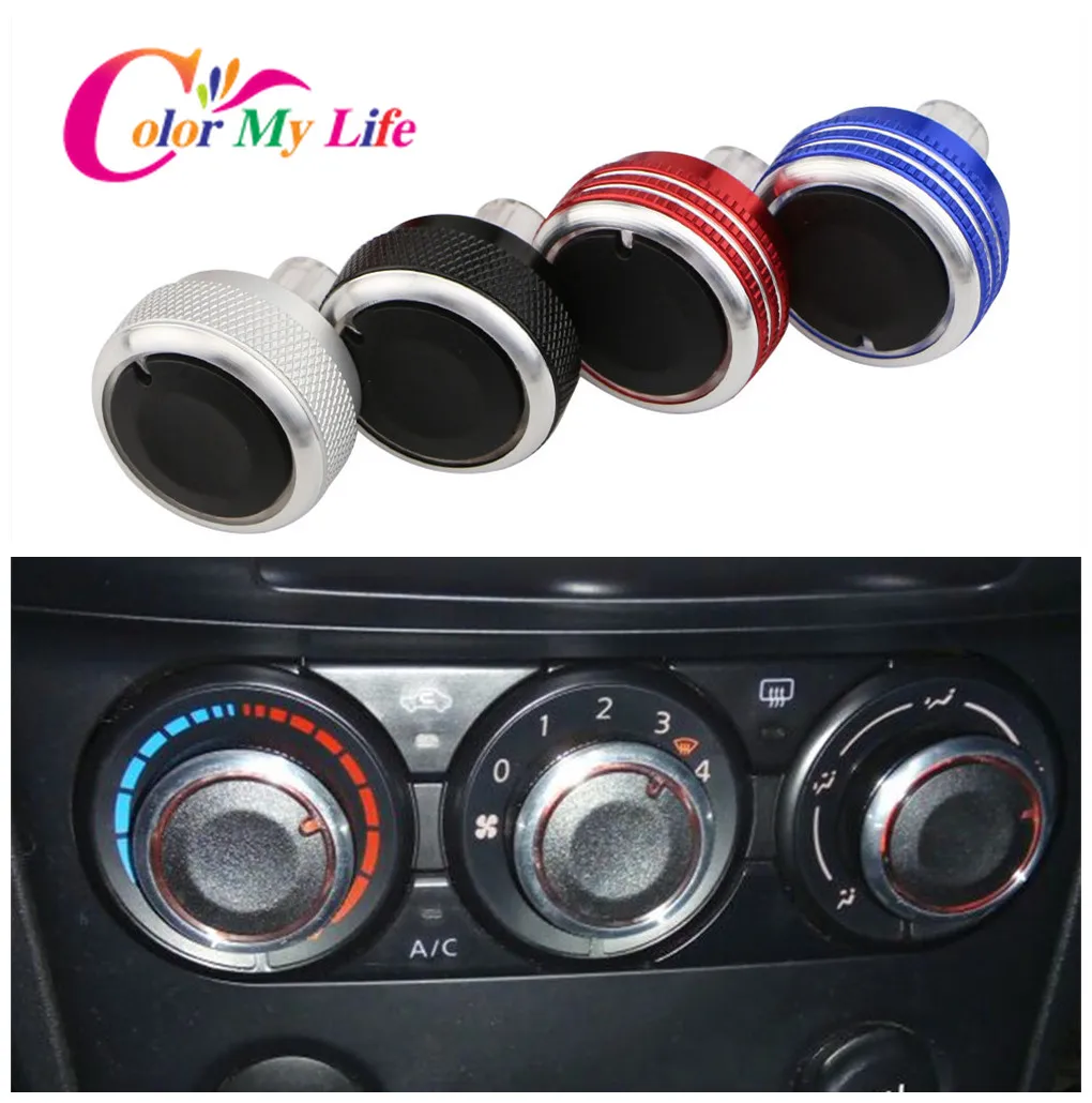 Цветная ручка контроля тепла для автомобиля Honda Old Fit 2002-2010 ручки кондиционера A/C Ручка кондиционера аксессуары из алюминиевого сплава