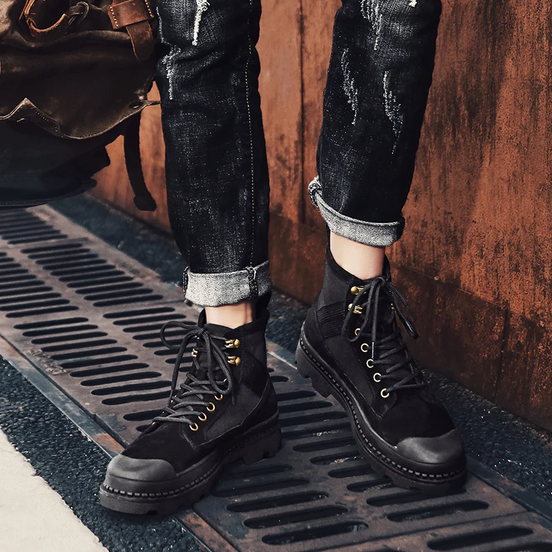 Ankle Boots Mens winter New sale Fashion casual work safety shoes for male Canvas Breathable trainers sneakers sports cowboy | Обувь